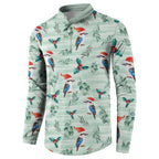 Australia Christmas Button Sweatshirt Aussie Kookaburra Watercolor Seamless Style - Aussie Hoodie
