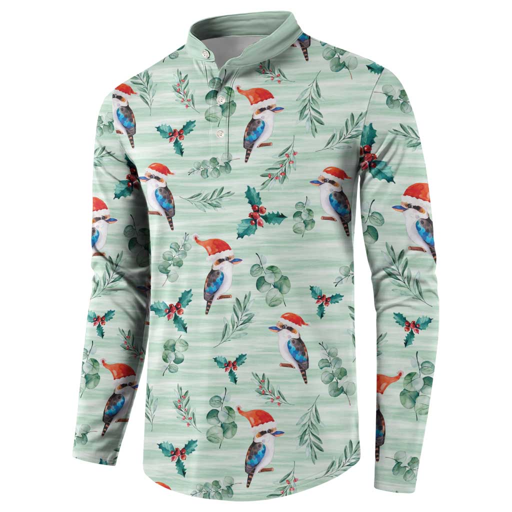 Australia Christmas Button Sweatshirt Aussie Kookaburra Watercolor Seamless Style - Aussie Hoodie