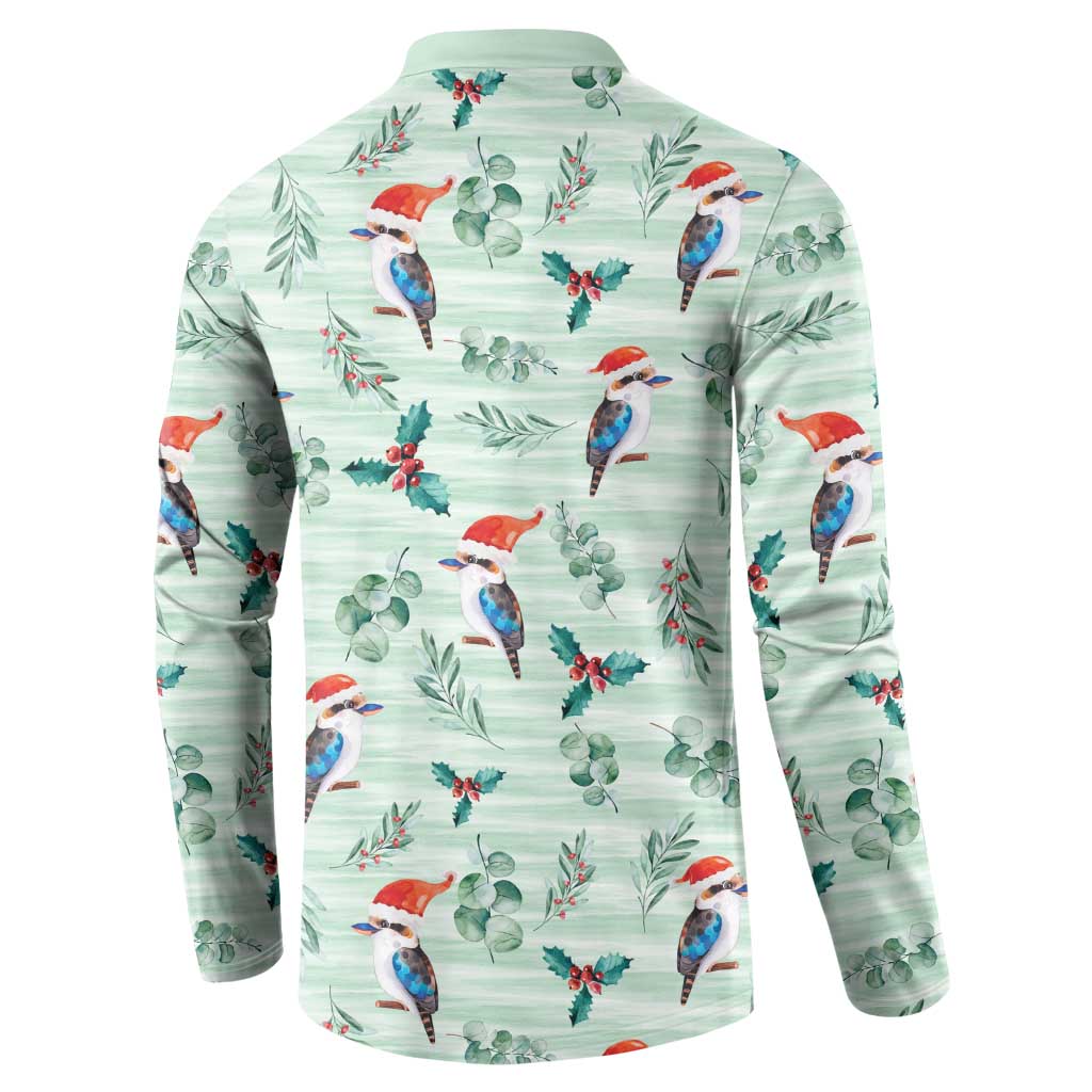 Australia Christmas Button Sweatshirt Aussie Kookaburra Watercolor Seamless Style - Aussie Hoodie