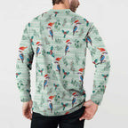 Australia Christmas Button Sweatshirt Aussie Kookaburra Watercolor Seamless Style - Aussie Hoodie
