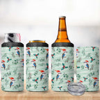 Australia Christmas 4 in 1 Can Cooler Tumbler Aussie Kookaburra Watercolor Seamless Style - Aussie Hoodie