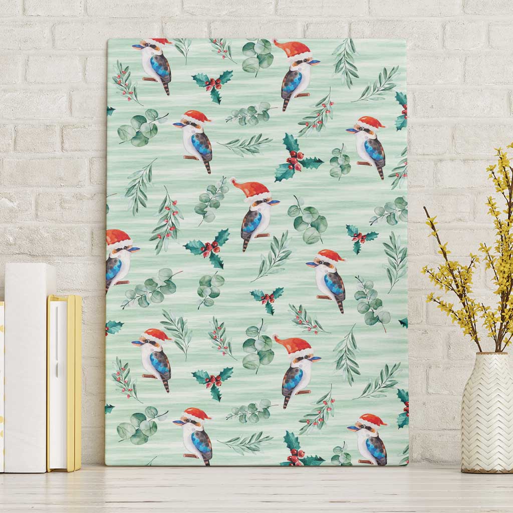 Australia Christmas Canvas Wall Art Aussie Kookaburra Watercolor Seamless Style - Aussie Hoodie