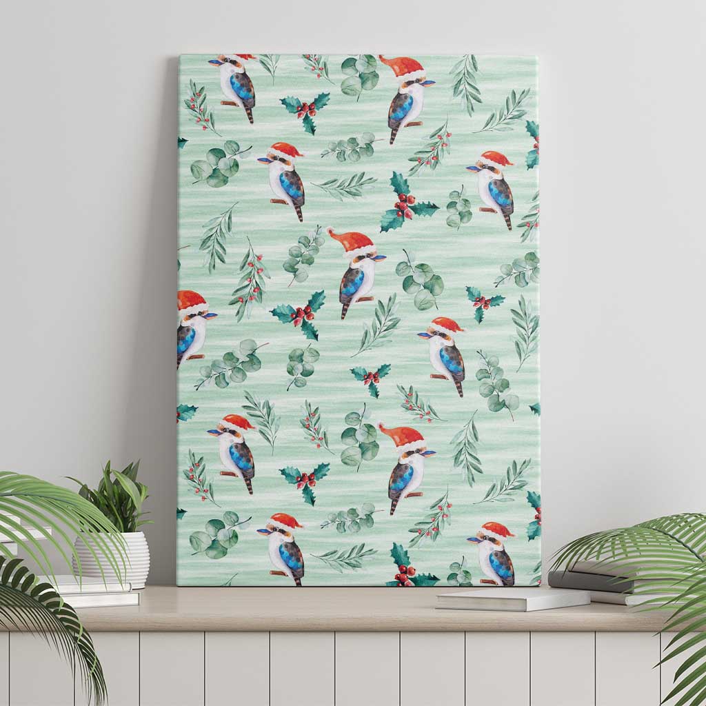 Australia Christmas Canvas Wall Art Aussie Kookaburra Watercolor Seamless Style - Aussie Hoodie