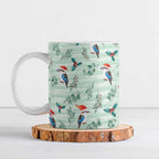 Australia Christmas Ceramic Mug Aussie Kookaburra Watercolor Seamless Style - Aussie Hoodie