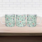 Australia Christmas Ceramic Mug Aussie Kookaburra Watercolor Seamless Style - Aussie Hoodie
