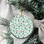 Australia Christmas Ceramic Ornament Aussie Kookaburra Watercolor Seamless Style - Aussie Hoodie