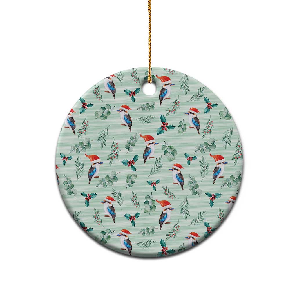 Australia Christmas Ceramic Ornament Aussie Kookaburra Watercolor Seamless Style - Aussie Hoodie