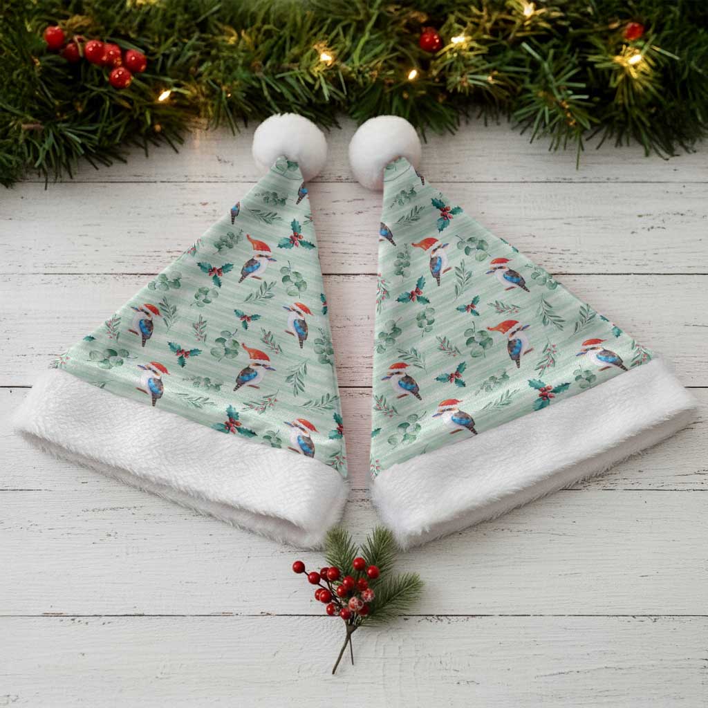 Australia Christmas Santa Hat Aussie Kookaburra Watercolor Seamless Style - Aussie Hoodie