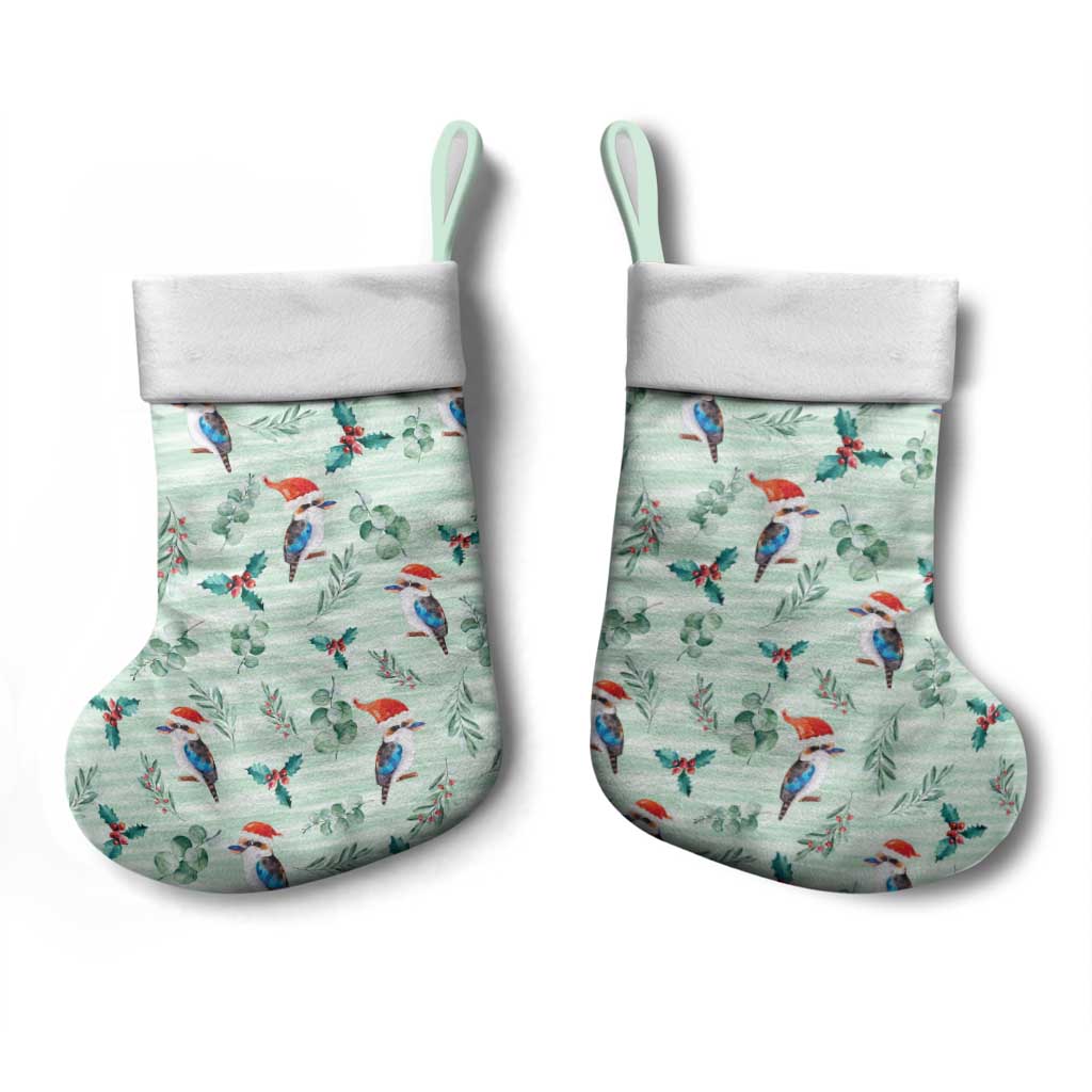 Australia Christmas Stocking Aussie Kookaburra Watercolor Seamless Style - Aussie Hoodie