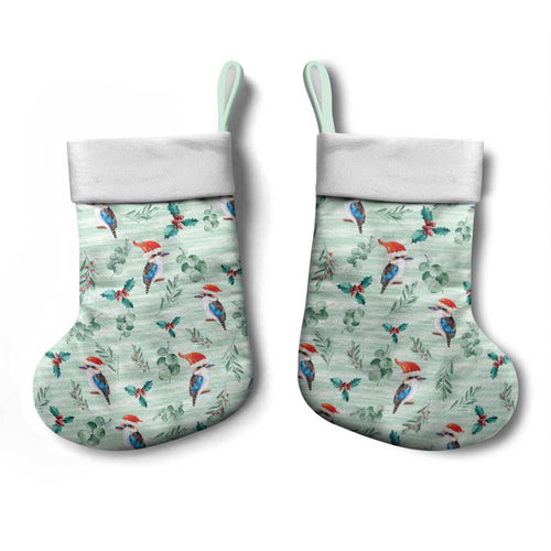 Australia Christmas Stocking Aussie Kookaburra Watercolor Seamless Style - Aussie Hoodie