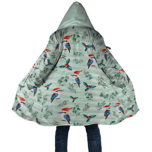 Australia Christmas Cloak Aussie Kookaburra Watercolor Seamless Style - Aussie Hoodie
