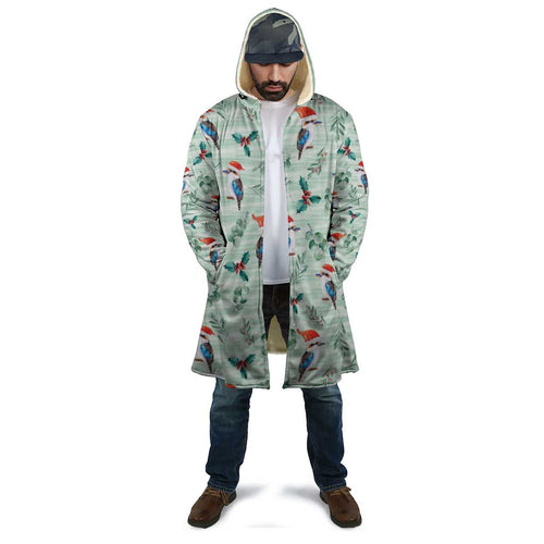 Australia Christmas Cloak Aussie Kookaburra Watercolor Seamless Style - Aussie Hoodie