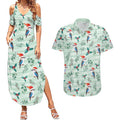 Australia Christmas Couples Matching Summer Maxi Dress and Hawaiian Shirt Aussie Kookaburra Watercolor Seamless Style - Aussie Hoodie