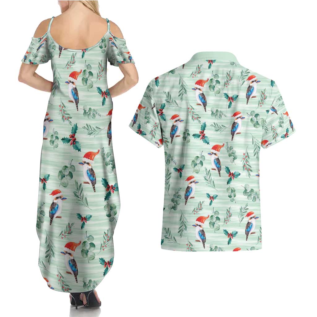 Australia Christmas Couples Matching Summer Maxi Dress and Hawaiian Shirt Aussie Kookaburra Watercolor Seamless Style - Aussie Hoodie