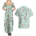 Australia Christmas Couples Matching Summer Maxi Dress and Hawaiian Shirt Aussie Kookaburra Watercolor Seamless Style - Aussie Hoodie