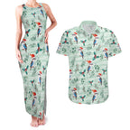 Australia Christmas Couples Matching Tank Maxi Dress and Hawaiian Shirt Aussie Kookaburra Watercolor Seamless Style - Aussie Hoodie