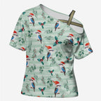 Australia Christmas Cross Shoulder Shirt Aussie Kookaburra Watercolor Seamless Style - Aussie Hoodie