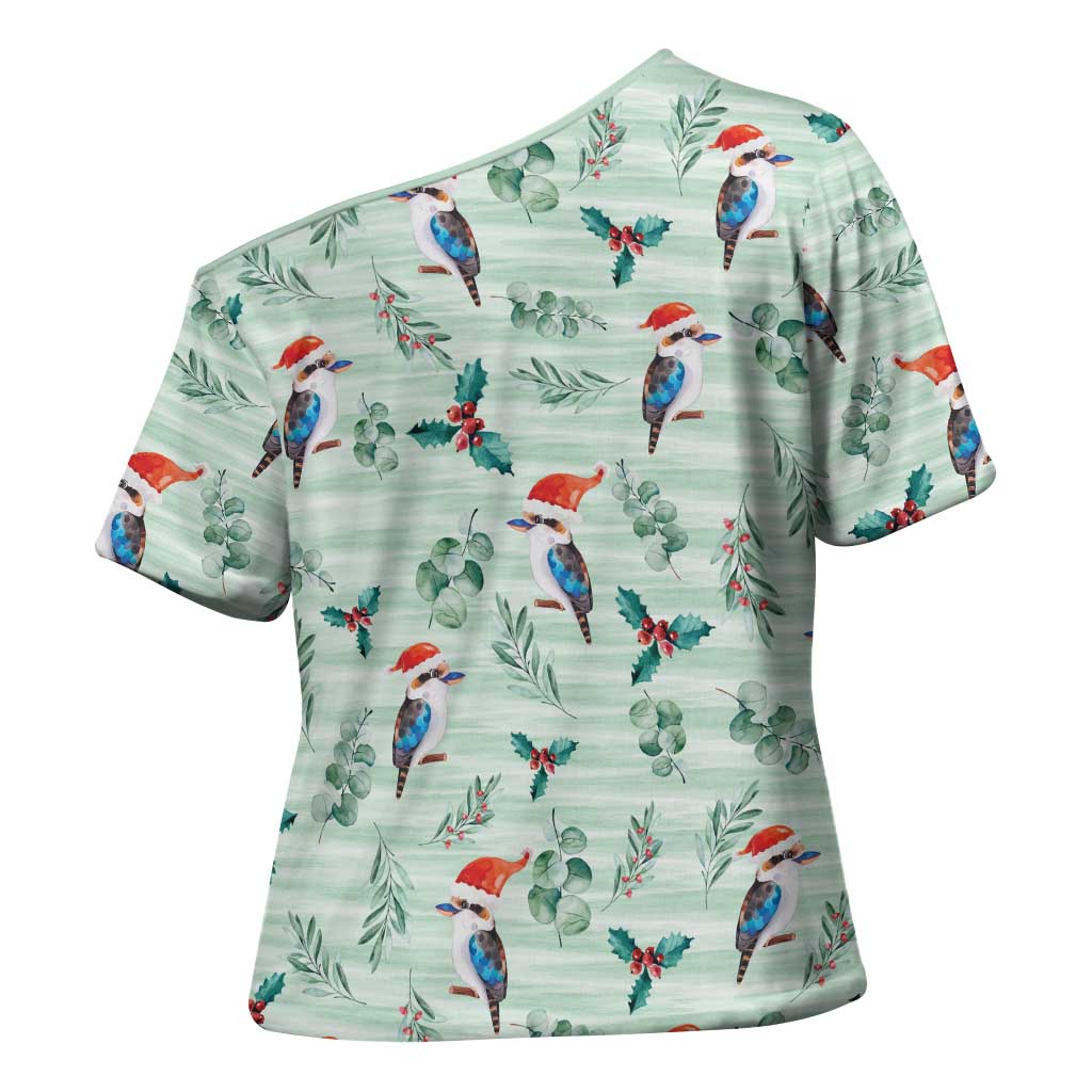 Australia Christmas Cross Shoulder Shirt Aussie Kookaburra Watercolor Seamless Style - Aussie Hoodie