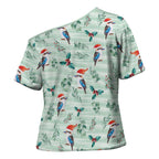 Australia Christmas Cross Shoulder Shirt Aussie Kookaburra Watercolor Seamless Style - Aussie Hoodie