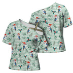 Australia Christmas Cross Shoulder Shirt Aussie Kookaburra Watercolor Seamless Style - Aussie Hoodie