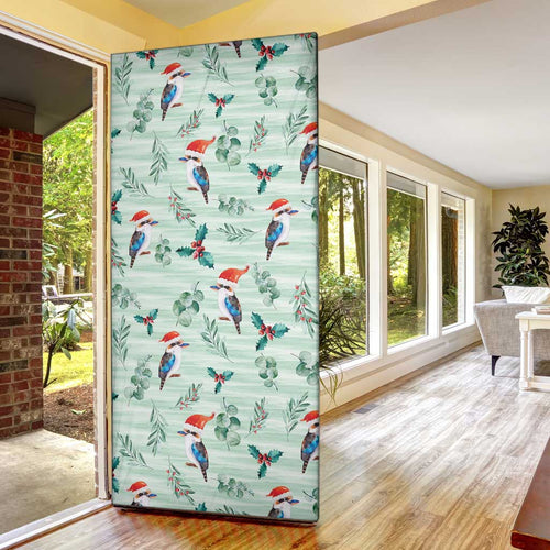 Australia Christmas Door Cover Aussie Kookaburra Watercolor Seamless Style - Aussie Hoodie