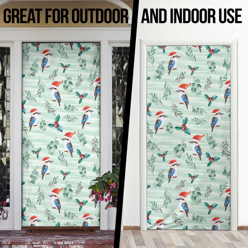 Australia Christmas Door Cover Aussie Kookaburra Watercolor Seamless Style - Aussie Hoodie