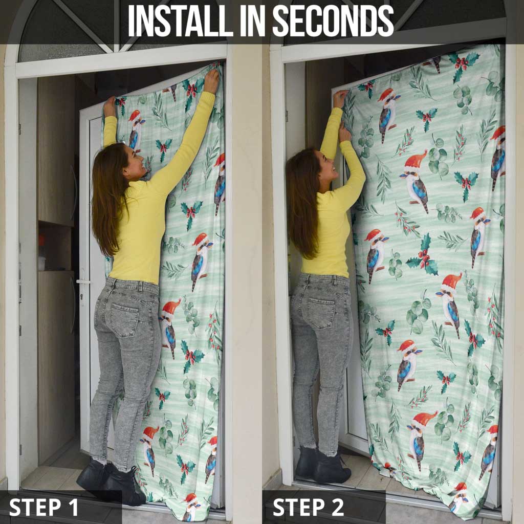 Australia Christmas Door Cover Aussie Kookaburra Watercolor Seamless Style - Aussie Hoodie