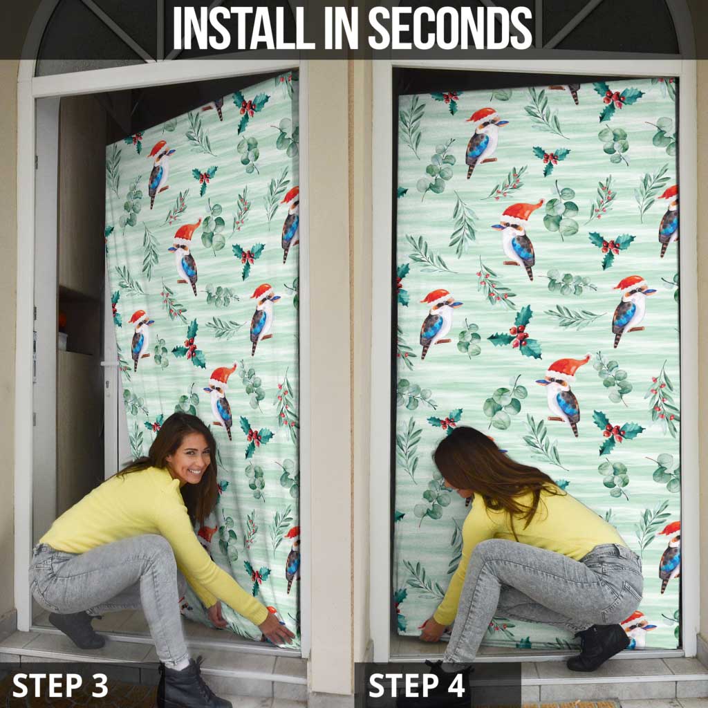 Australia Christmas Door Cover Aussie Kookaburra Watercolor Seamless Style - Aussie Hoodie