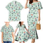 Australia Christmas Family Matching Mermaid Dress and Hawaiian Shirt Aussie Kookaburra Watercolor Seamless Style - Aussie Hoodie