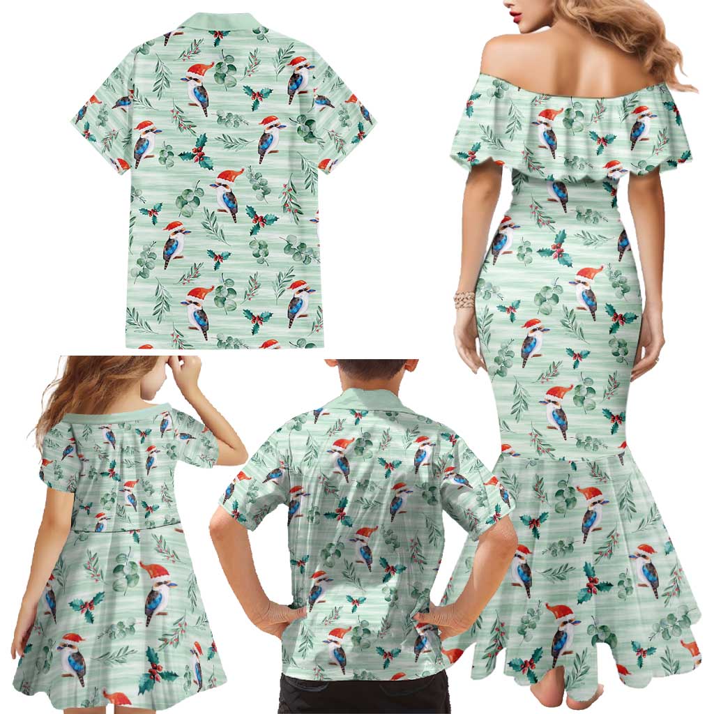 Australia Christmas Family Matching Mermaid Dress and Hawaiian Shirt Aussie Kookaburra Watercolor Seamless Style - Aussie Hoodie