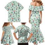 Australia Christmas Family Matching Mermaid Dress and Hawaiian Shirt Aussie Kookaburra Watercolor Seamless Style - Aussie Hoodie