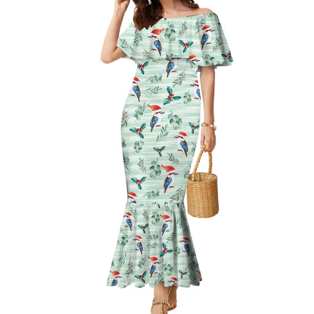 Australia Christmas Family Matching Mermaid Dress and Hawaiian Shirt Aussie Kookaburra Watercolor Seamless Style - Aussie Hoodie