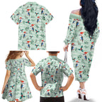 Australia Christmas Family Matching Off The Shoulder Long Sleeve Dress and Hawaiian Shirt Aussie Kookaburra Watercolor Seamless Style - Aussie Hoodie