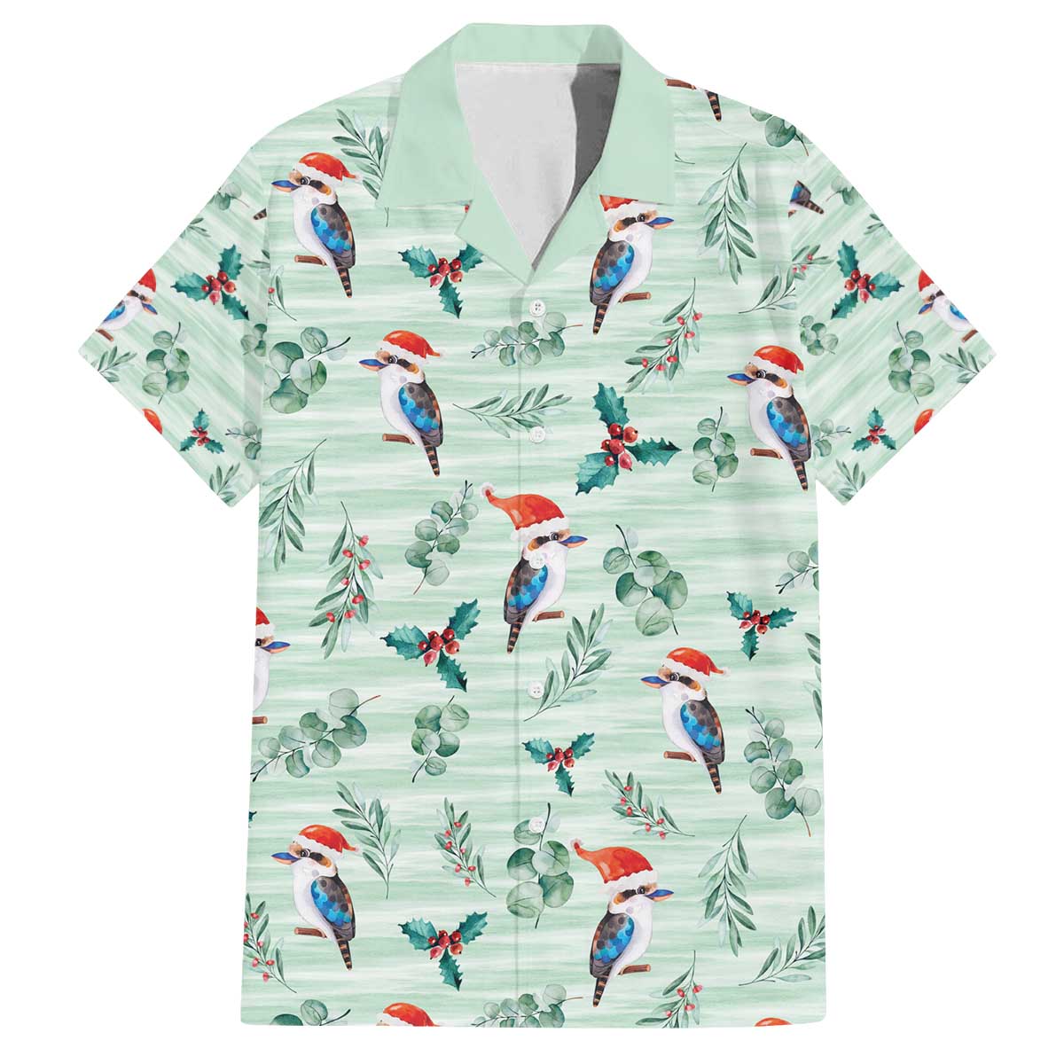 Australia Christmas Family Matching Off The Shoulder Long Sleeve Dress and Hawaiian Shirt Aussie Kookaburra Watercolor Seamless Style - Aussie Hoodie
