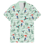 Australia Christmas Family Matching Off The Shoulder Long Sleeve Dress and Hawaiian Shirt Aussie Kookaburra Watercolor Seamless Style - Aussie Hoodie
