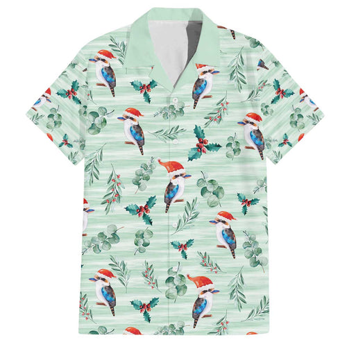 Australia Christmas Family Matching Off The Shoulder Long Sleeve Dress and Hawaiian Shirt Aussie Kookaburra Watercolor Seamless Style - Aussie Hoodie