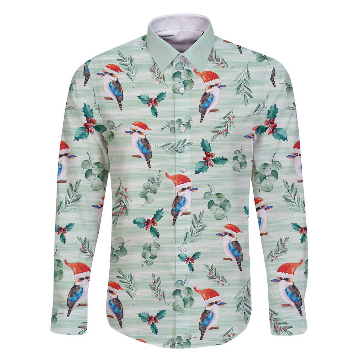 Australia Christmas Family Matching Off The Shoulder Long Sleeve Dress and Hawaiian Shirt Aussie Kookaburra Watercolor Seamless Style - Aussie Hoodie
