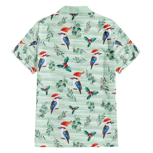 Australia Christmas Family Matching Off Shoulder Maxi Dress and Hawaiian Shirt Aussie Kookaburra Watercolor Seamless Style - Aussie Hoodie