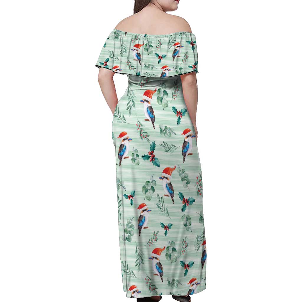 Australia Christmas Family Matching Off Shoulder Maxi Dress and Hawaiian Shirt Aussie Kookaburra Watercolor Seamless Style - Aussie Hoodie