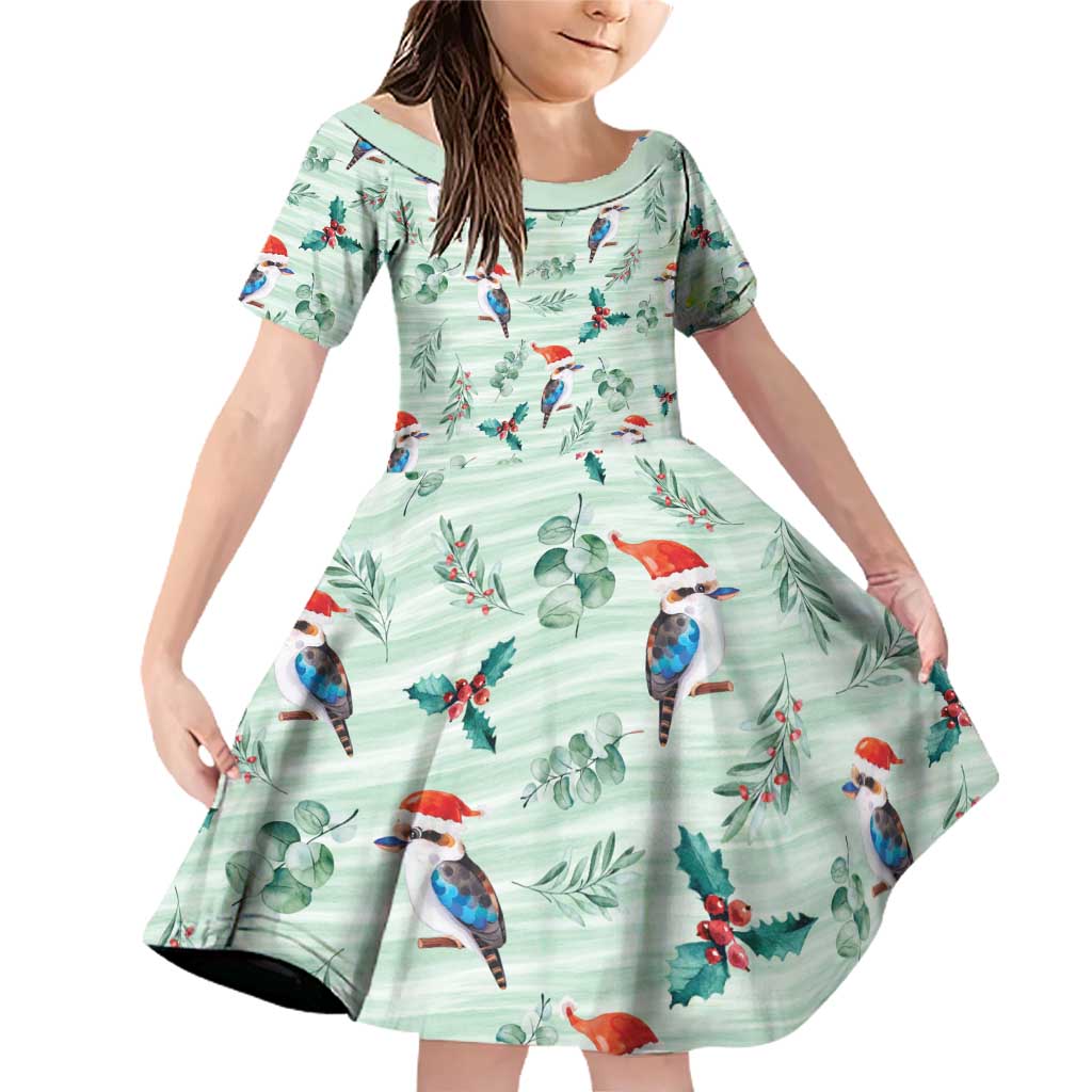 Australia Christmas Family Matching Off Shoulder Short Dress and Hawaiian Shirt Aussie Kookaburra Watercolor Seamless Style - Aussie Hoodie