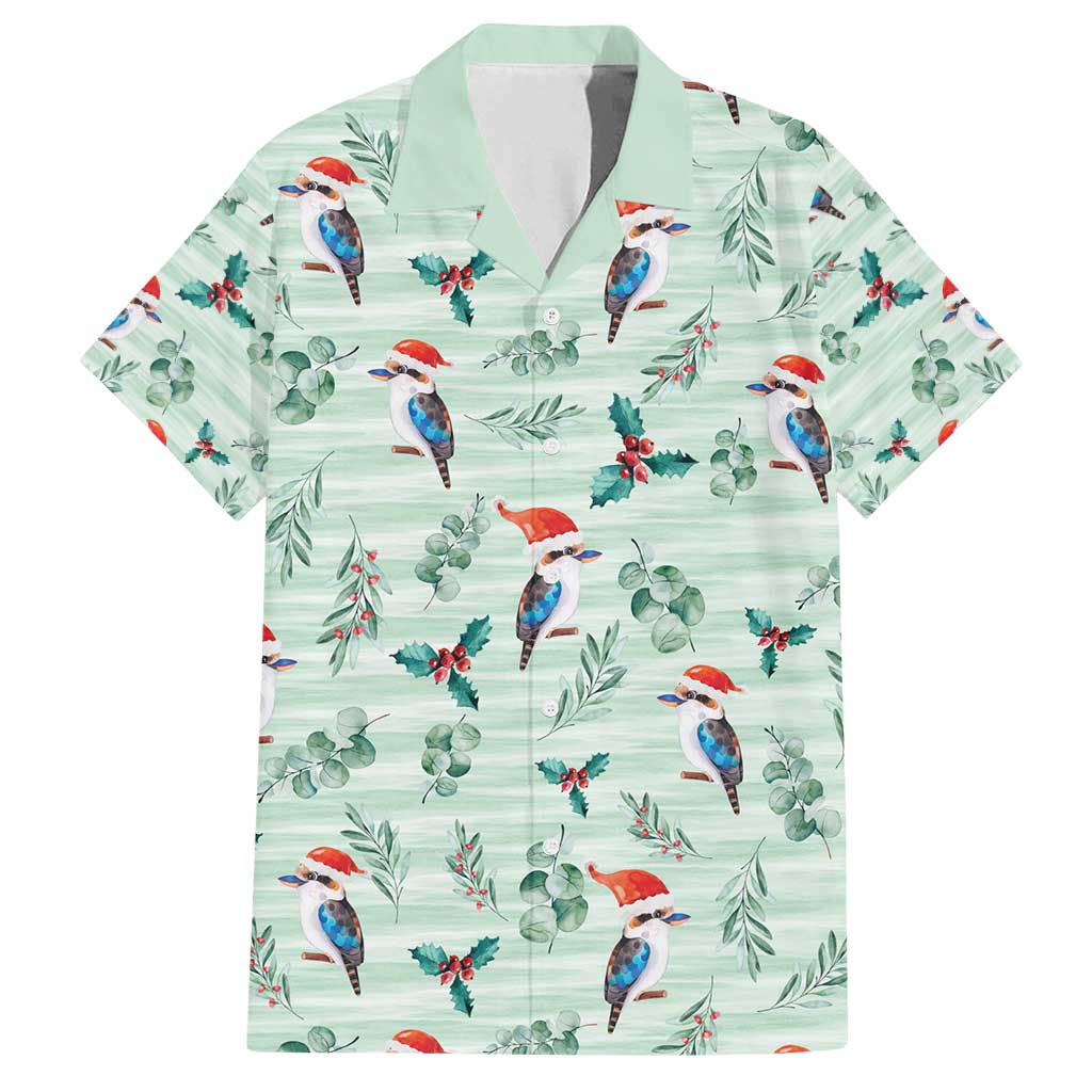 Australia Christmas Family Matching Off Shoulder Short Dress and Hawaiian Shirt Aussie Kookaburra Watercolor Seamless Style - Aussie Hoodie