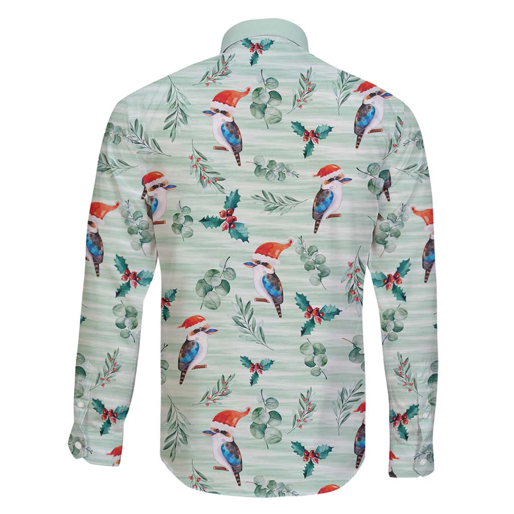 Australia Christmas Family Matching Off Shoulder Short Dress and Hawaiian Shirt Aussie Kookaburra Watercolor Seamless Style - Aussie Hoodie