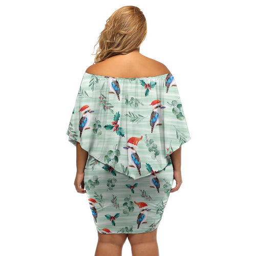 Australia Christmas Family Matching Off Shoulder Short Dress and Hawaiian Shirt Aussie Kookaburra Watercolor Seamless Style - Aussie Hoodie