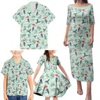 Australia Christmas Family Matching Puletasi and Hawaiian Shirt Aussie Kookaburra Watercolor Seamless Style - Aussie Hoodie