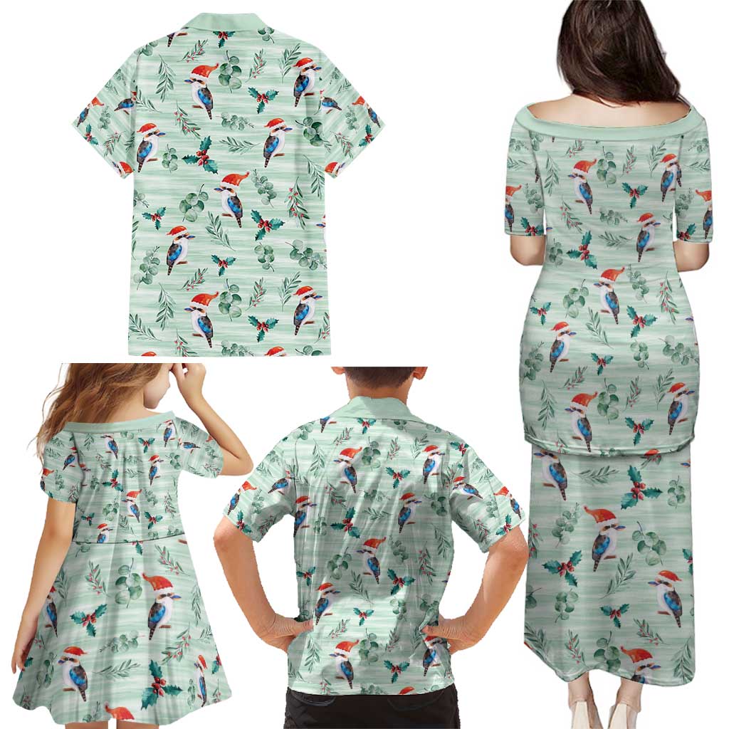 Australia Christmas Family Matching Puletasi and Hawaiian Shirt Aussie Kookaburra Watercolor Seamless Style - Aussie Hoodie