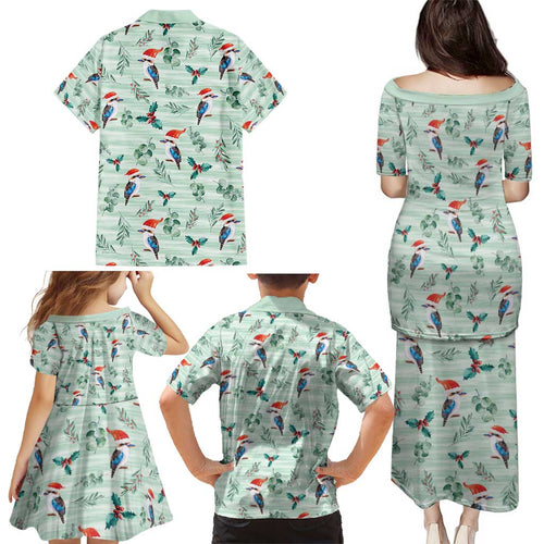 Australia Christmas Family Matching Puletasi and Hawaiian Shirt Aussie Kookaburra Watercolor Seamless Style - Aussie Hoodie