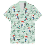 Australia Christmas Family Matching Puletasi and Hawaiian Shirt Aussie Kookaburra Watercolor Seamless Style - Aussie Hoodie