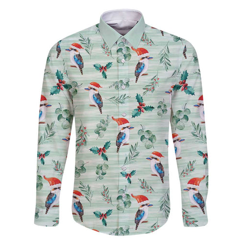Australia Christmas Family Matching Puletasi and Hawaiian Shirt Aussie Kookaburra Watercolor Seamless Style - Aussie Hoodie