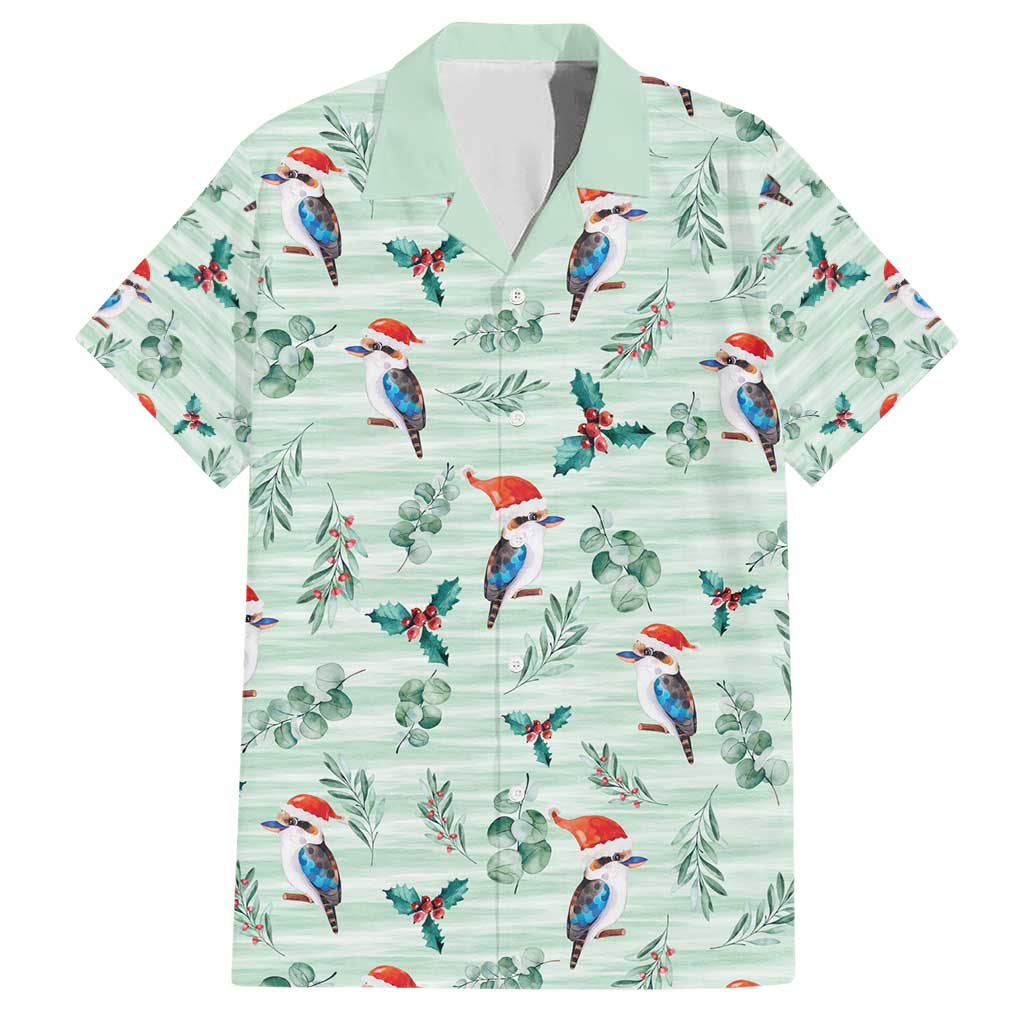 Australia Christmas Family Matching Short Sleeve Bodycon Dress and Hawaiian Shirt Aussie Kookaburra Watercolor Seamless Style - Aussie Hoodie