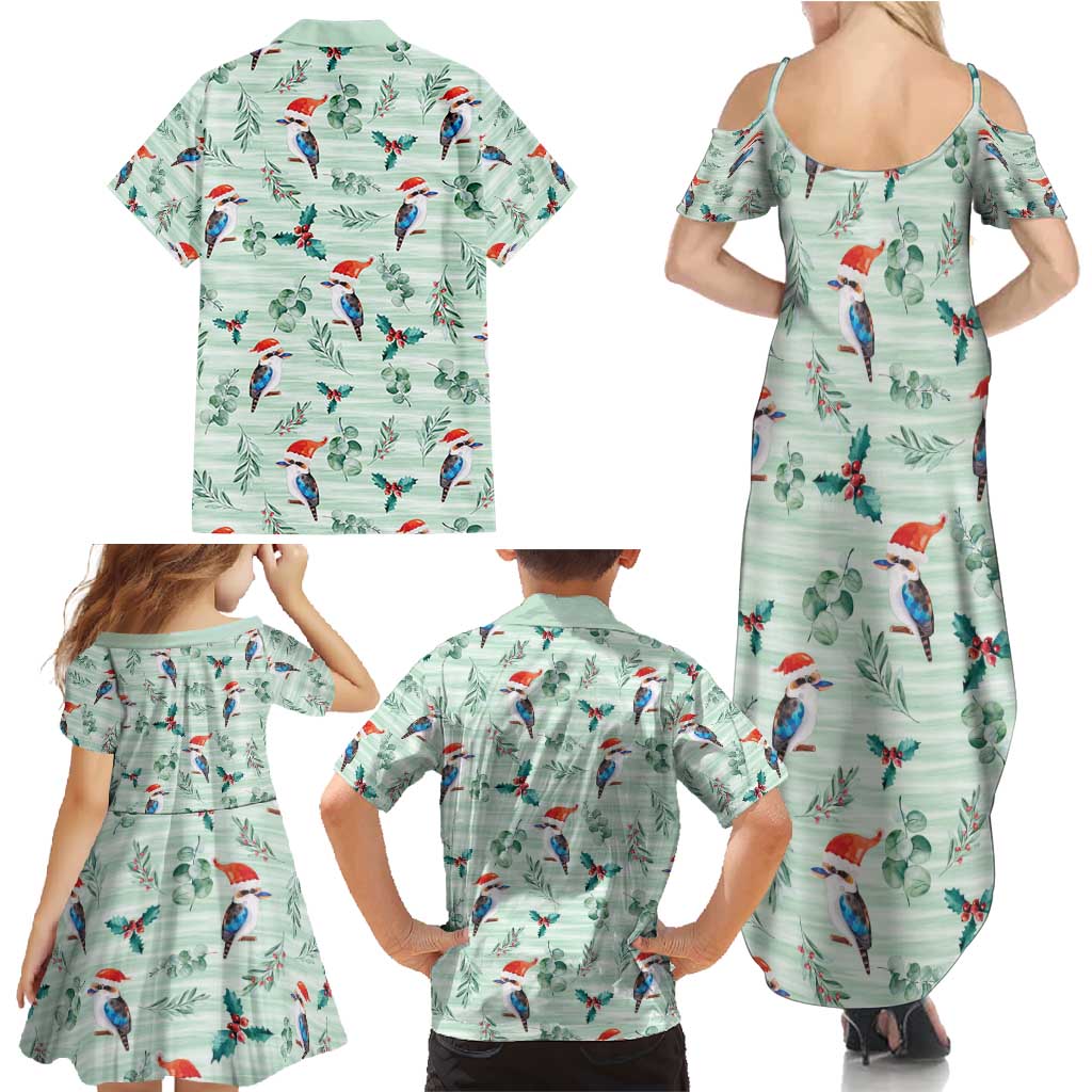 Australia Christmas Family Matching Summer Maxi Dress and Hawaiian Shirt Aussie Kookaburra Watercolor Seamless Style - Aussie Hoodie